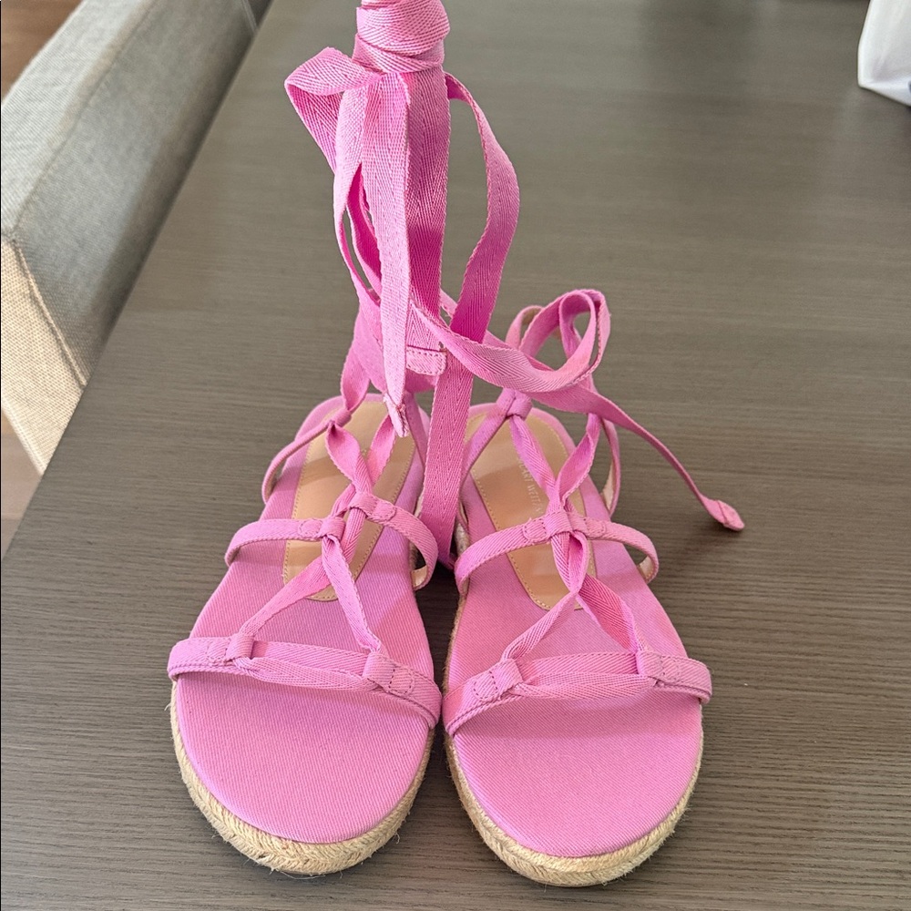 Stuart Weitzman Pink Lace-Up Espadrilles